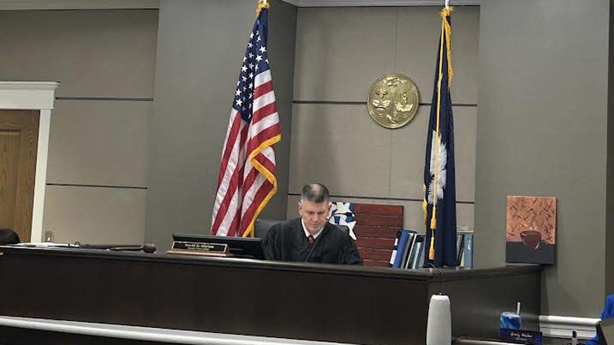 South Carolina Family Court Judge David Guyton is shown in court on Feb. 10, 2026 for sentencing of a 15-year-old boy who accidentally shot and killed a friend with a stolen gun in Rock Hill.
