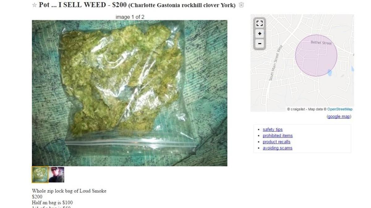 A Clover man allegedly posted an ad selling marijuana on Craigslist and set up a sale with an undercover officer.