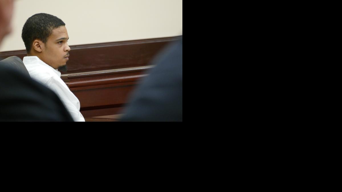 
Quentin Evans, 26, sits in court during the first day of his trial. Evans was charged with homicide by child abuse in the death of his 6-week-old daughter, Kaidence, in January 2014.
