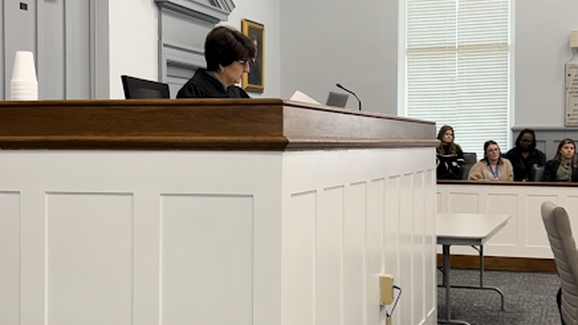 South Carolina Family Court Judge Coreen Khoury, shown during a February hearing, listened to evidence on Tuesday in Lancaster County in the robbery and killing of a mother who whose family said was headed to a birthday party.