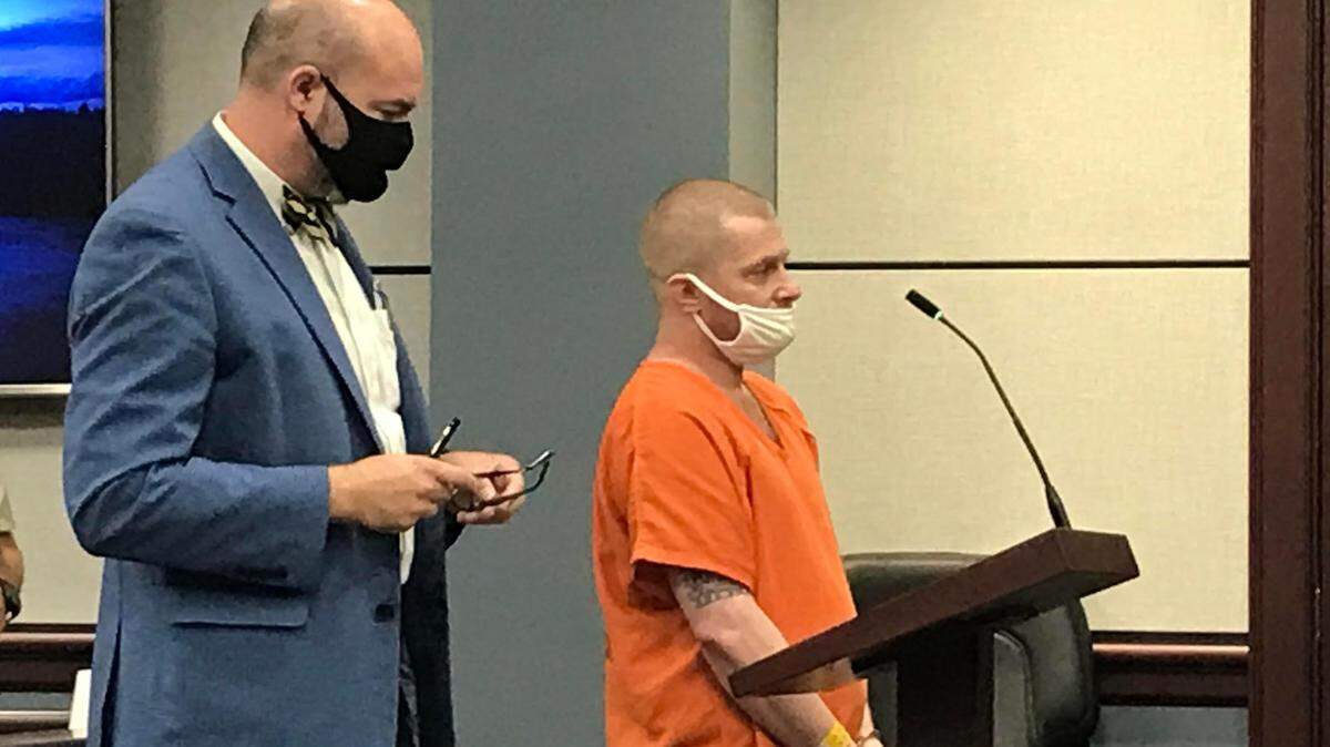 Jackie Ray Childers Jr., 39, of York (shown in a file photo from court in Oct. 13) pleaded guilty Tuesday to voluntary manslaughter and other charges after he planned the robbery at his aunt’s and uncle’s home. His aunt later died from a heart attack.