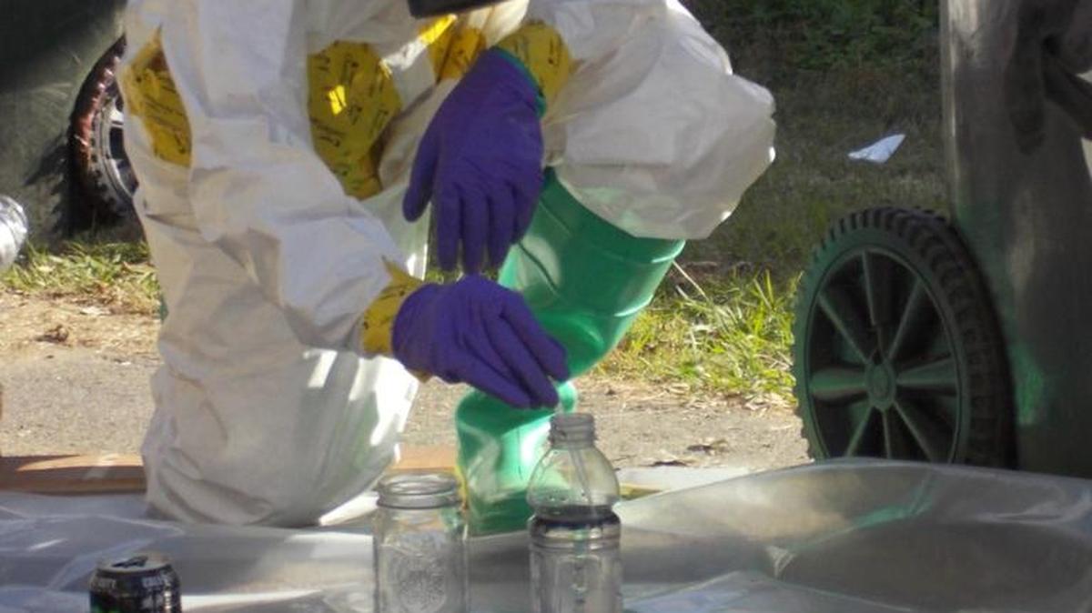 
A hazardous materials team clears the scene of a meth lab in York County.
