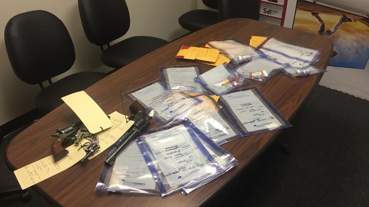 The York County Multijurisdictional Drug Enforcement Unit seized 21 grams of methamphetamine, 121 narcotic pills and four handguns from a York County main and cleaning business Nov. 29.
