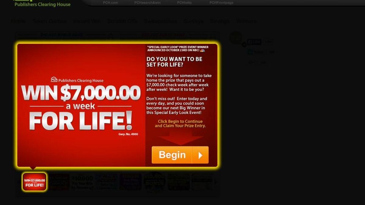 A woman claims to have lost money in a Publishers Clearing House phone scam.