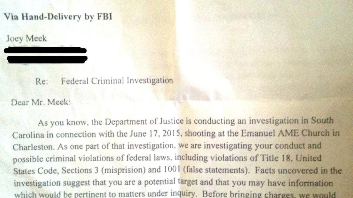 
Excerpt of letter to Joey Meek
