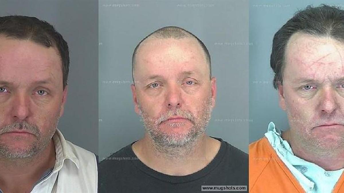 Three different images of Christopher Lee May, 43, who is now in custody.