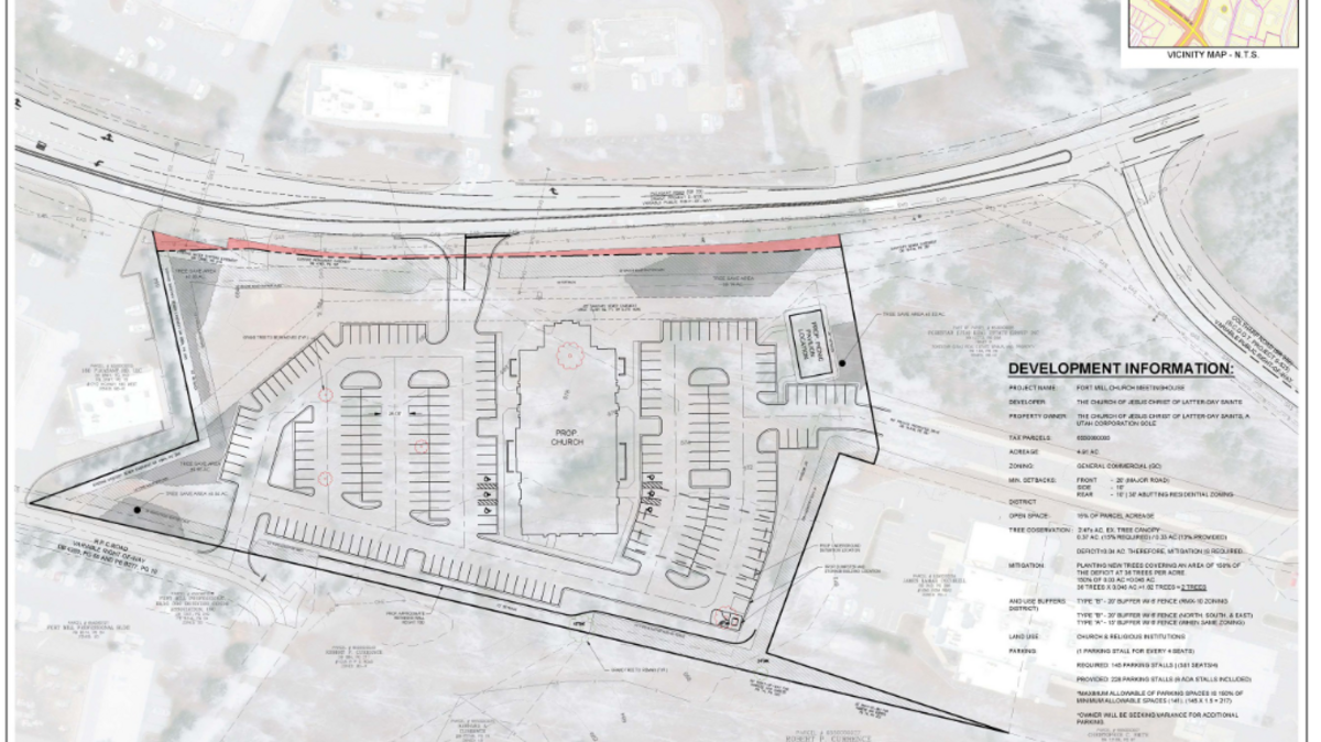 The Church of Jesus Christ of Latter-day Saints intends to build a meeting house in Fort Mill, to serve several congregations.