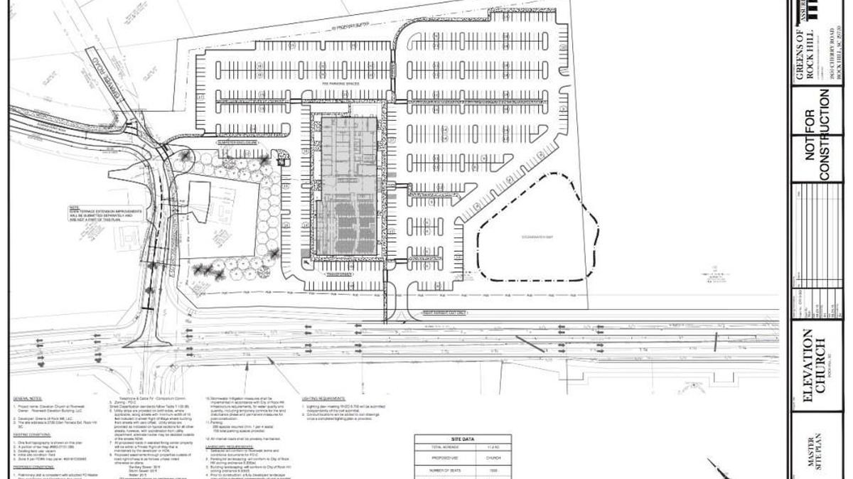 A sketch of the planned Riverwalk campus of Elevation Church, at the intersection of Eden Terrace and Celriver roads.