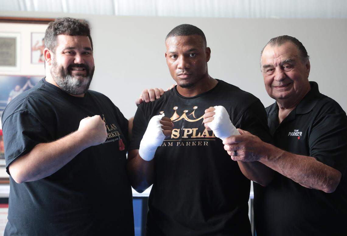 Rock Hill boxer, middle, will have a match Saturday, Aug. 29, 2020. Anthony Burkett, left, is Parker’s manager and Jesse Reid, right, is Parker’s trainer.