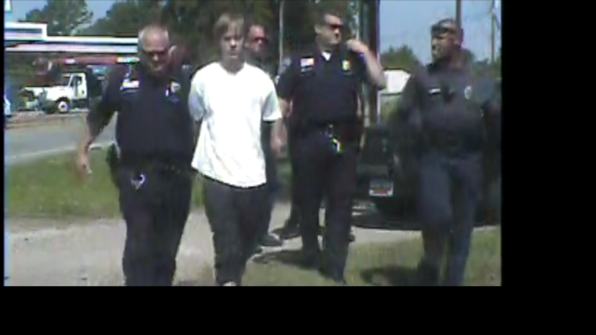 Shelby police on Monday released the dashcam video of the arrest of Dylann Storm Roof, the 21-year-old white man accused of fatally shooting nine people at a Bible study at the historically black Emanuel African Methodist Episcopal Church in Charleston, S.C.