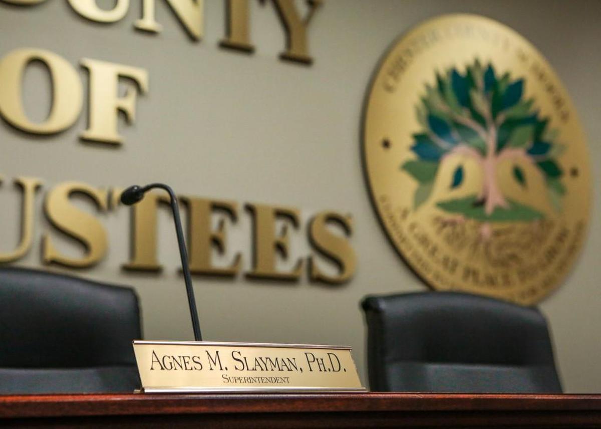 The Chester County School Board accepted Superintendent Agnes Slayman’s resignation Sept. 24, agreeing to pay her $300,000. She left the meeting before the vote. 
