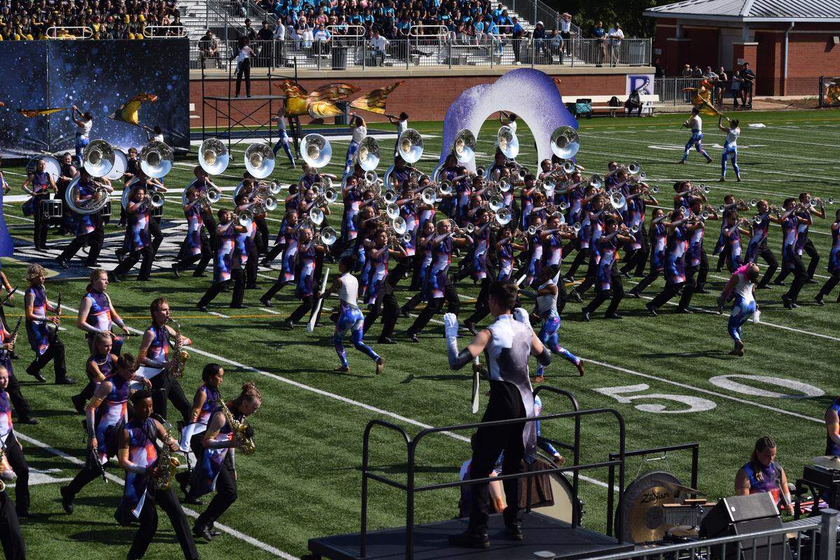 The Catawba Ridge High School band performs its preliminary show Saturday, before winning the 4A state title later in the evening at Blythewood High School.