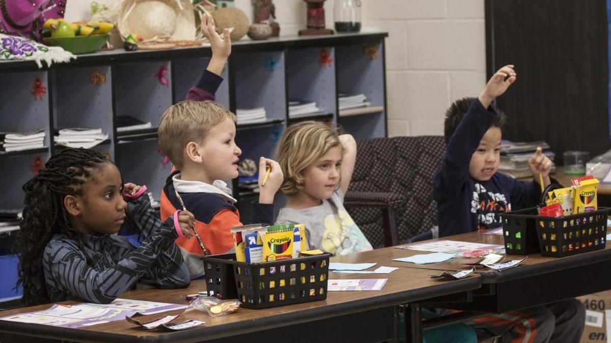 In this file photo, second grade Spanish immersion students participate in a lesson at Ebinport Elementary School.
