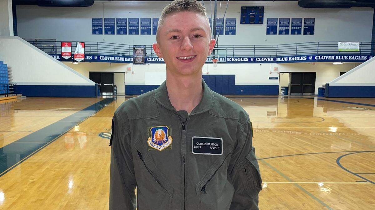 Charlie Bratton won the 2021-22 Air Force JROTC and AFA Cadet Leadership Award — or “Cadet of the Year” — by the Air Force Junior Reserve Officer Training Corps (or JROTC). Bratton is a junior at Clover High School.