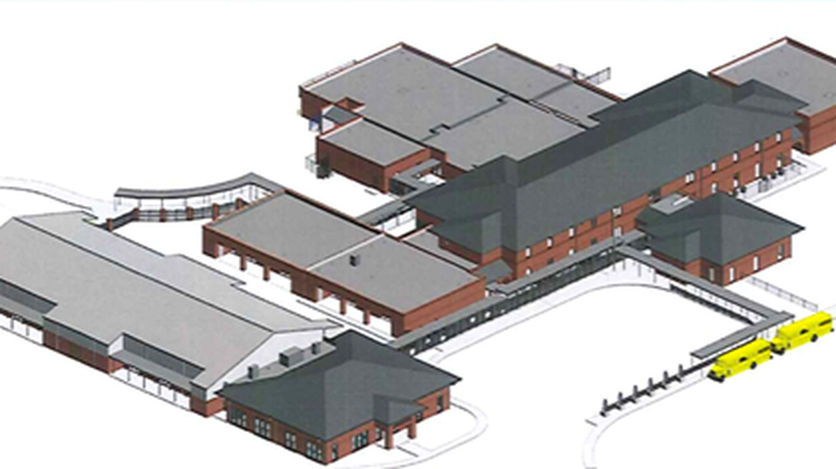 Rendering shows a new Montessori school being built on the campus of Ebenezer Avenue Elementary School. The Rock Hill school board has approved the name Ebenezer Avenue Elementary School: Traditional, Montessori, Inquiry.