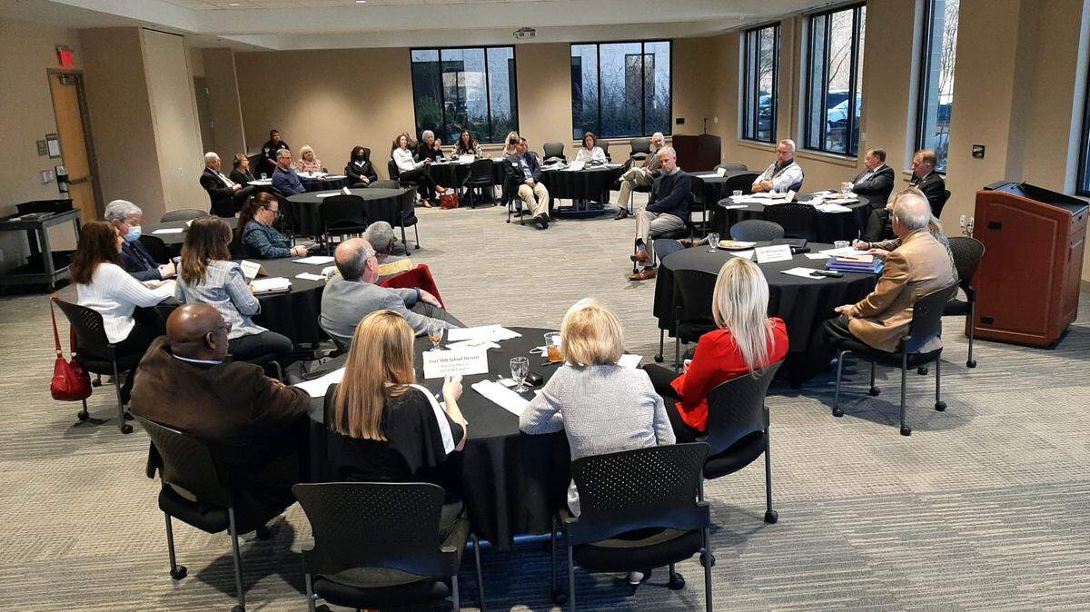 Members of the York, Clover, Rock Hill and Fort Mill school boards met Friday in Fort Mill.