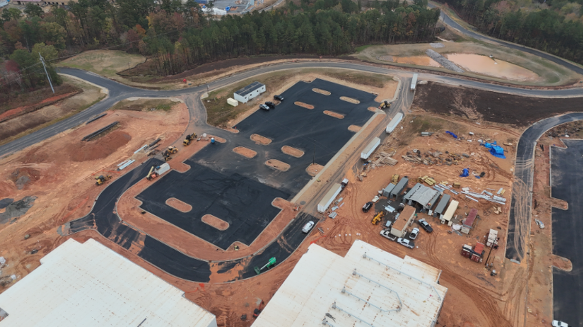 The parking area is under construction at Lake Wylie High School, set to open next year as the second high school in the Clover School District.