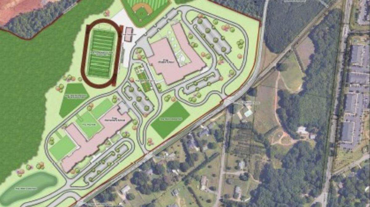 A site plan shows the layout of two new Fort Mill schools.
