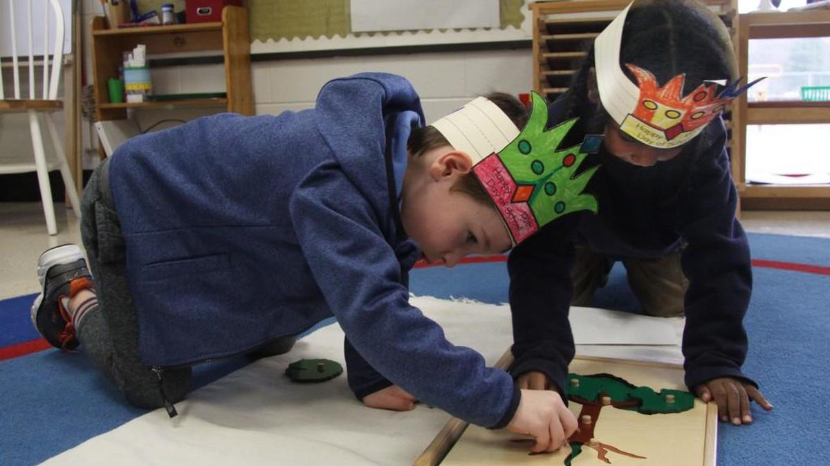In this January file photo, Montessori students Chapman Taylor, left, and James Nixon, both 5, play with a puzzle at The Children’s School at Sylvia Circle.