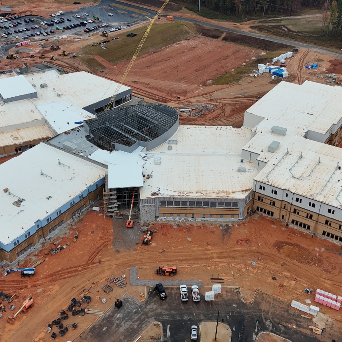 Lake Wylie High School is under construction in Lake Wylie. The district wants to use increased impact fee money to help offset costs.