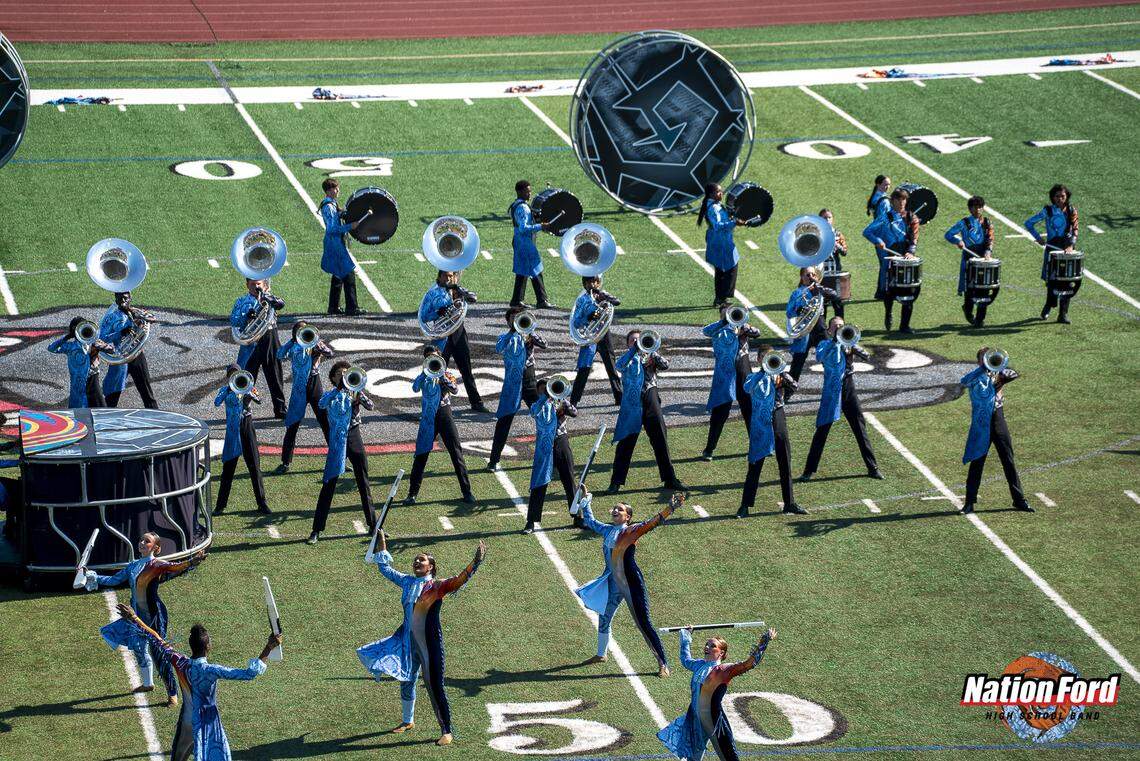 After finishing second to rival Fort Mill High School in the preliminary contest Saturday, the Nation Ford High School marching band won a state title in the finals.