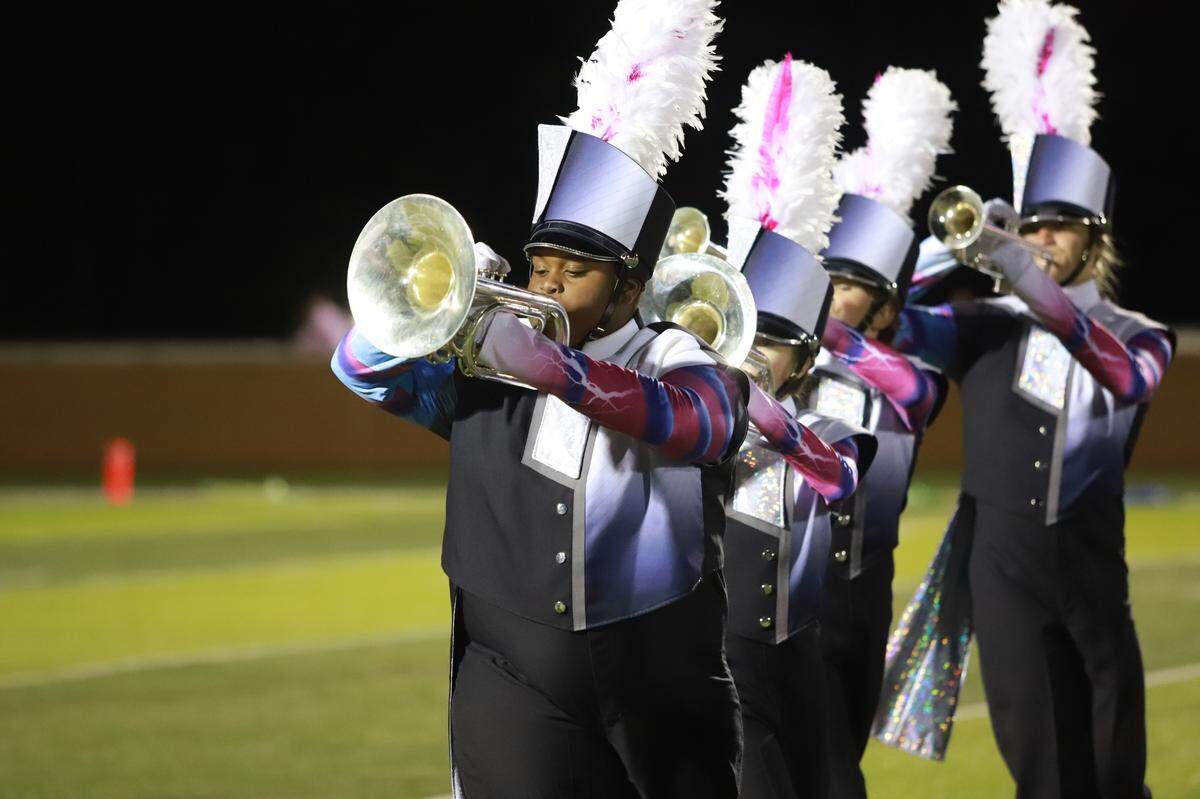 Clover High School students perform in the 5A South Carolina state marching band competition. They finished third overall.