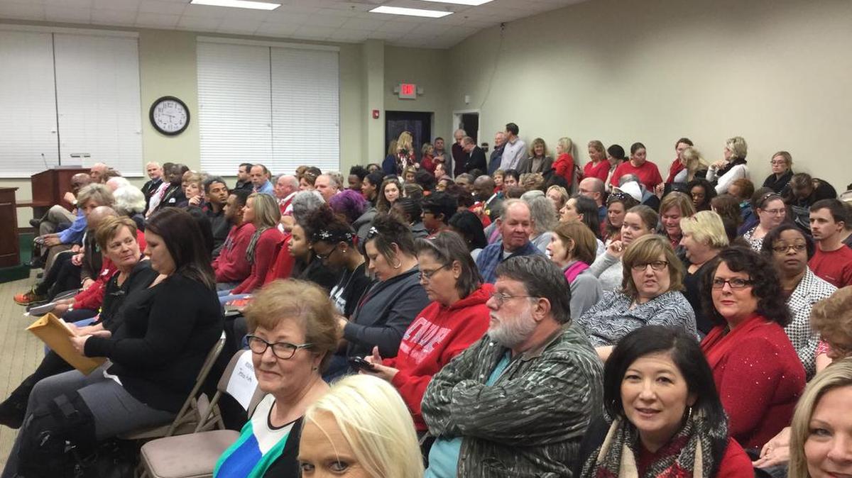 More than 150 people packed the Chester County school board meeting Monday night.
