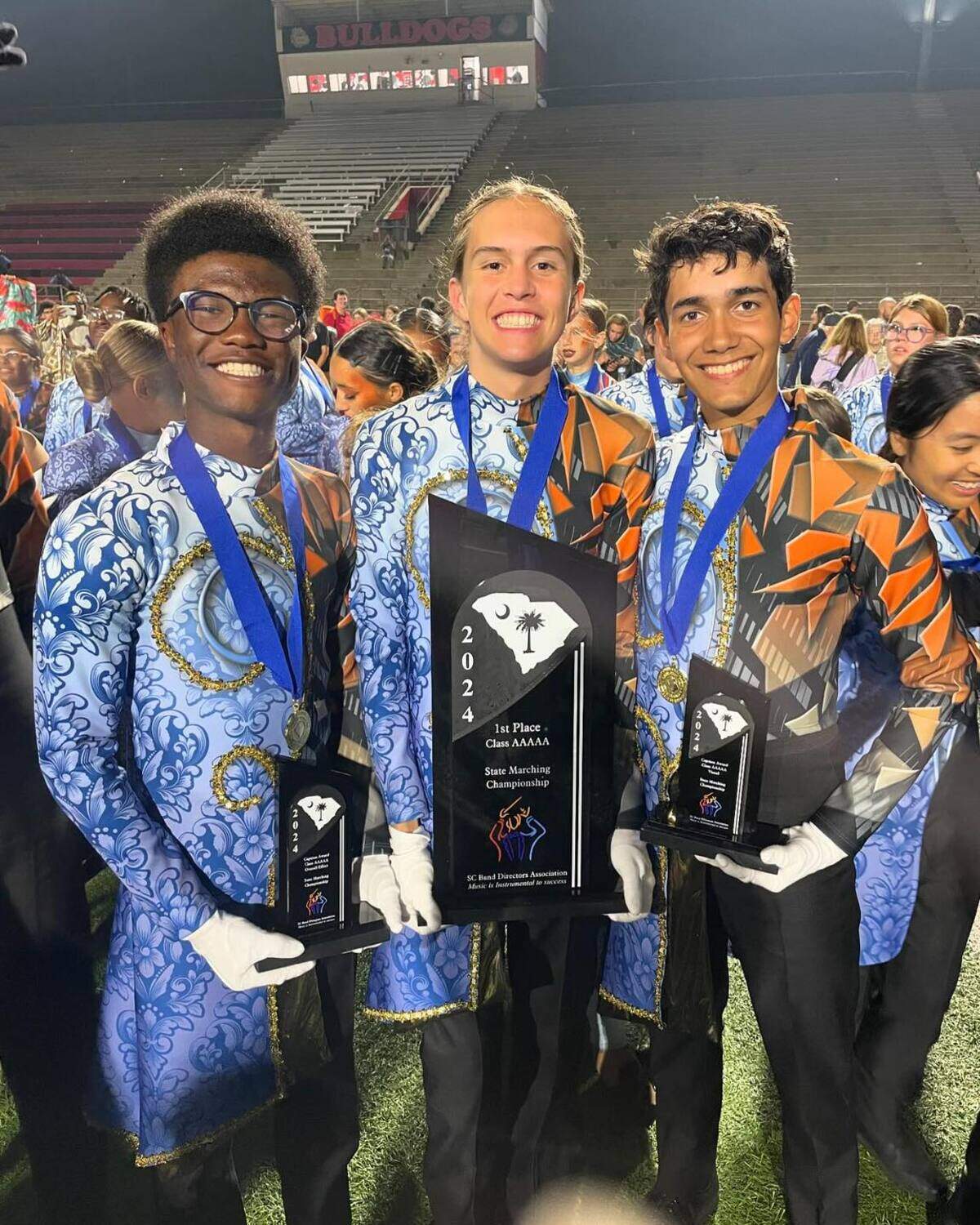 The Nation Ford High School marching band won the 5A state title on Saturday, narrowly edging rival Fort Mill High School.