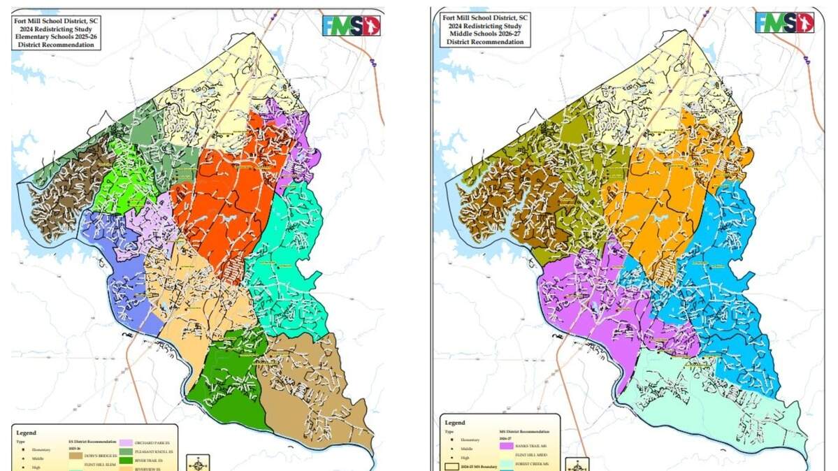 The Fort Mill School District has to redraw elementary and middle school lines ahead of the opening of two new schools, starting next year.