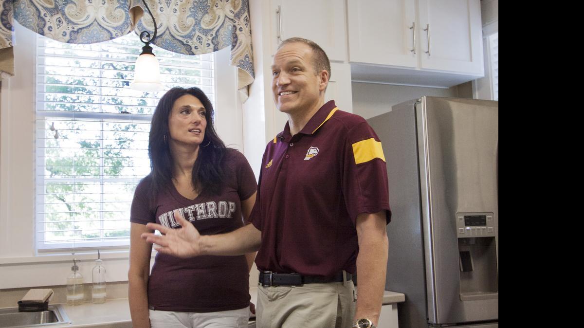 
Winthrop University’s President-elect Dan Mahony, right, and his wife Laura stand in the kitchen at the President’s House on Oakland Avenue on Tuesday.
