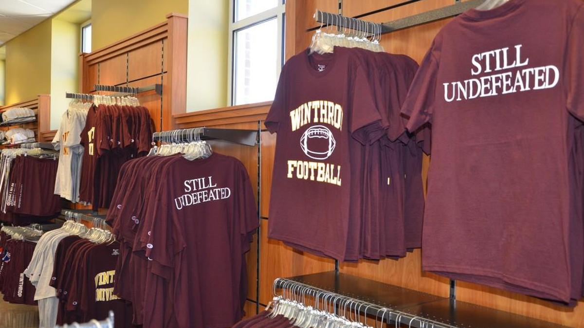 In 2014, Winthrop University was selling football T-shirts with “Still Undefeated” printed on the back.