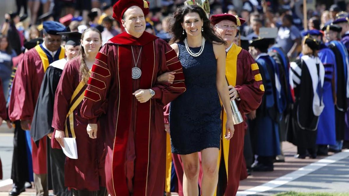 Last August, the Winthrop University Convocation and Blue Line Procession kicked off the new school year. President Dan Mahony and his wife, Laura, led the procession on the Rock Hill campus.