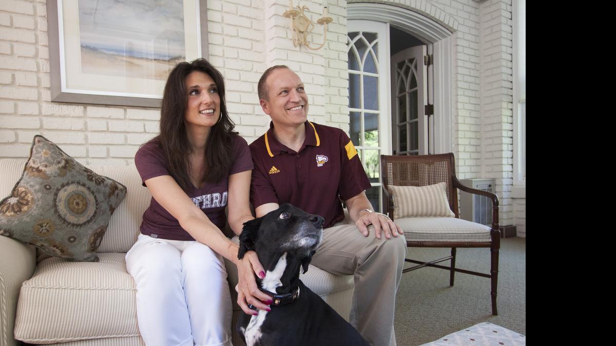 
Winthrop University President-elect Dan Mahony and wife Laura, with their dog Washington, moved into their new Oakland Avenue home over the weekend.
