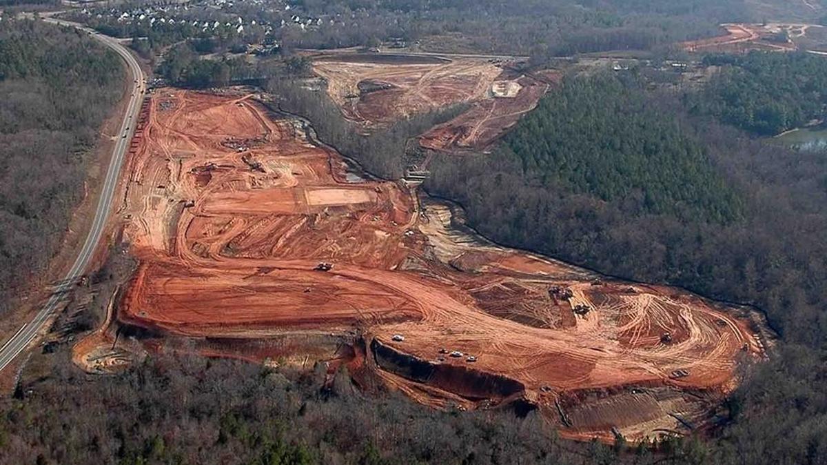 Aerial view of the Catawba Ridge High School construction site in Fort Mill.