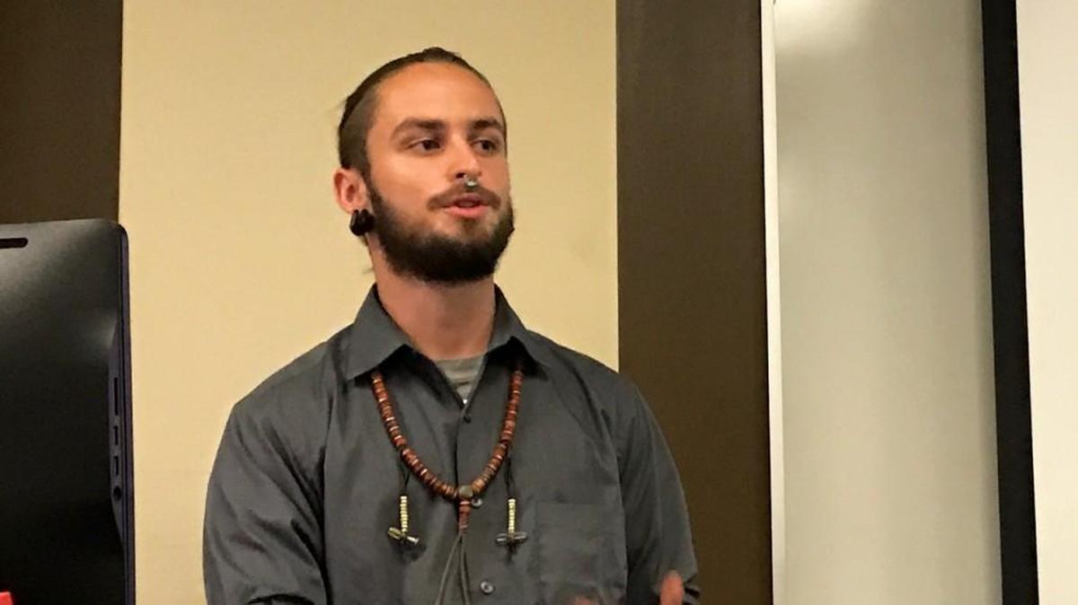 Ma’iingan Bebaamaadizid, formerly known as Dakota Greywolf, spoke recently at Winthrop University about his experience at Standing Rock, North Dakota.