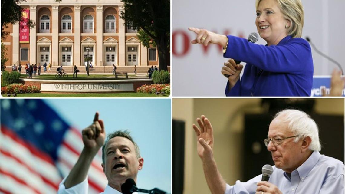
The site of the Democratic presidential forum scheduled for Nov. 6 at Winthrop University has been moved to Byrnes Auditorium on the Winthrop campus. Hillary Clinton, Bernie Sanders and Martin O’Malley are scheduled to attend.
