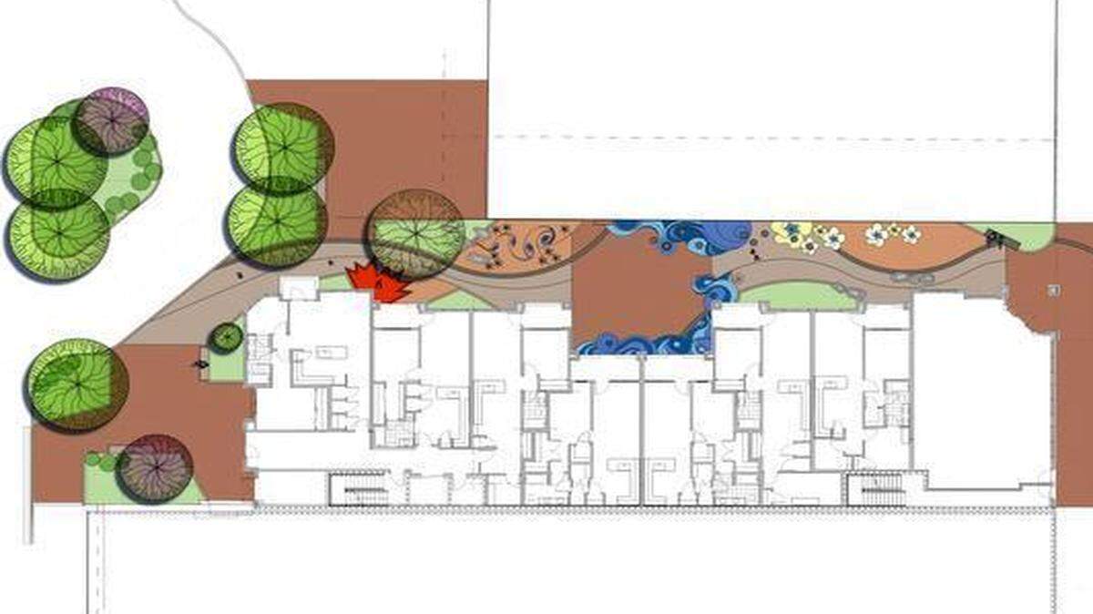 
A conceptual design for the planned Woolworth Walkway in downtown Rock Hill. Laurel Holtzapple, Lauren Doran and Juan Logan worked together on the design.
