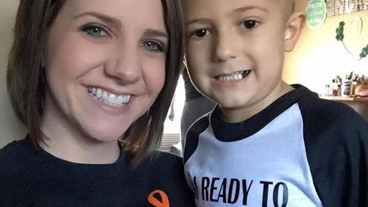 Jaxon Ingram, 5, seen here with his aunt, Kelly Blackmon, has been battling leukemia since October. Family members say Jaxon has received mail from around the country and the world, and is fascinated by where all the items come from.