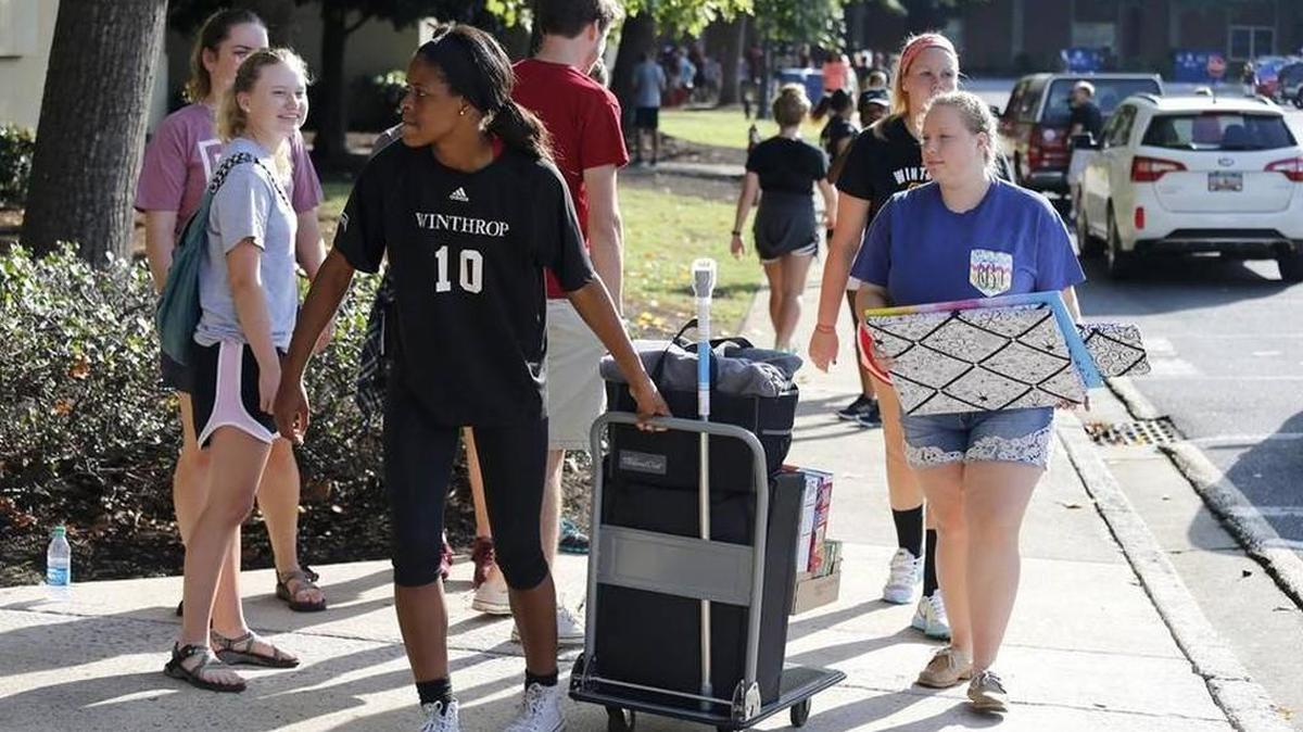 Freshman students move into the dorms at Winthrop University in August 2015 for the start of the fall semester.