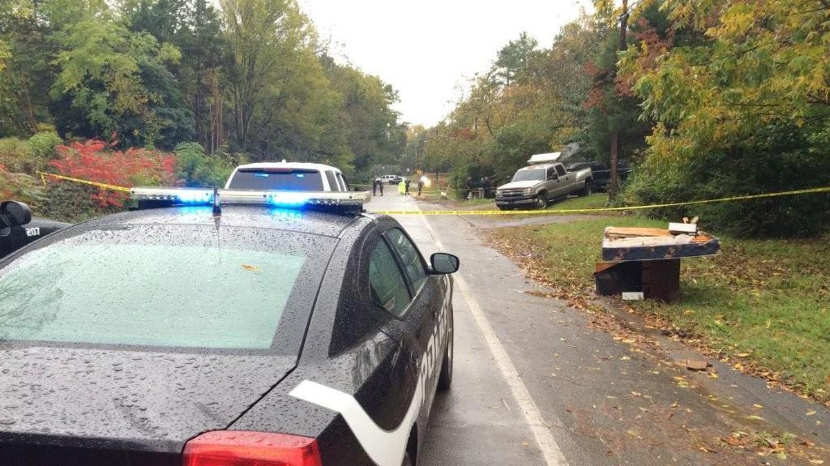 The road is blocked while police crews investigate the scene where a Chester boy was struck while waiting on a school bus Tuesday morning.