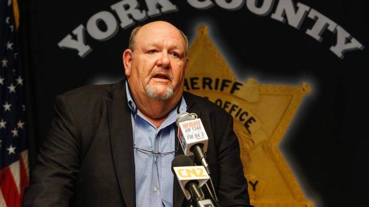 York County Sheriff Bruce Bryant, during a news conference Monday in York, announces his decision not to seek re-election when his term expires.