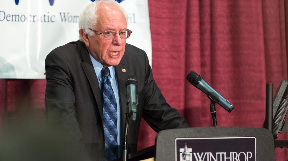 Bernie Sanders addresses the National Federation of Democratic Women Southeastern Regional Meeting hosted by the South Carolina Democratic Women's Council in Whitton Auditorium at Winthrop University .