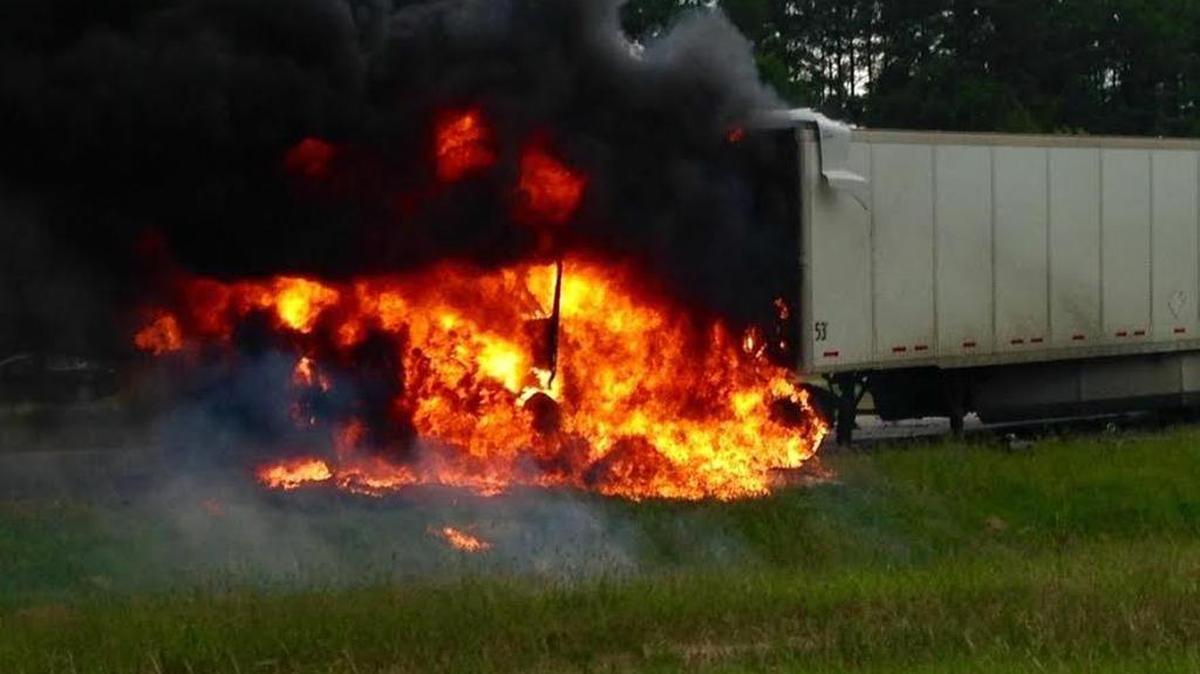 
A passerby snapped this photo shortly after a fiery crash on Interstate 77 in Chester County that killed at least one person on Thursday.
