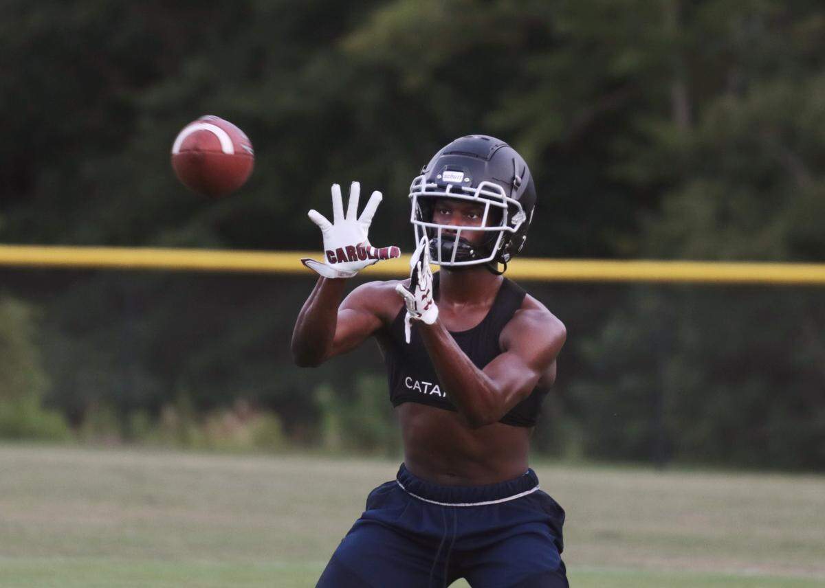 York Comprehensive High School’s DaShawn Brown practices Tuesday at the school.