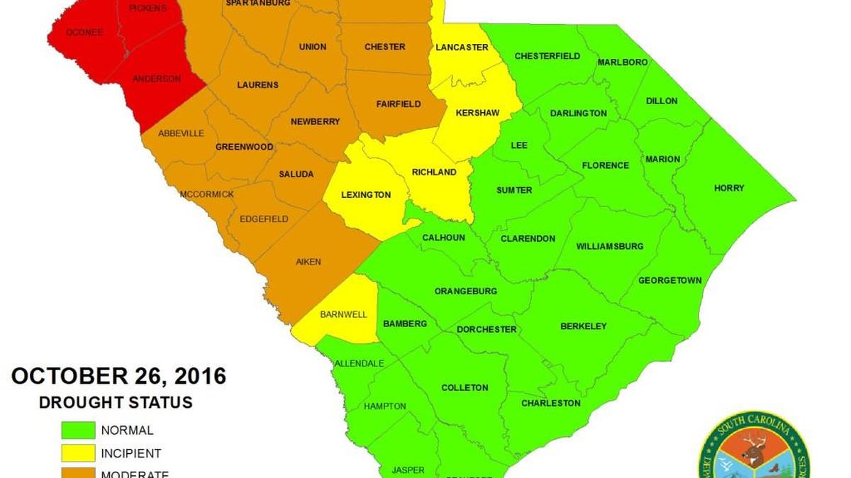 South Carolina drought map, as of Oct. 26, 2016