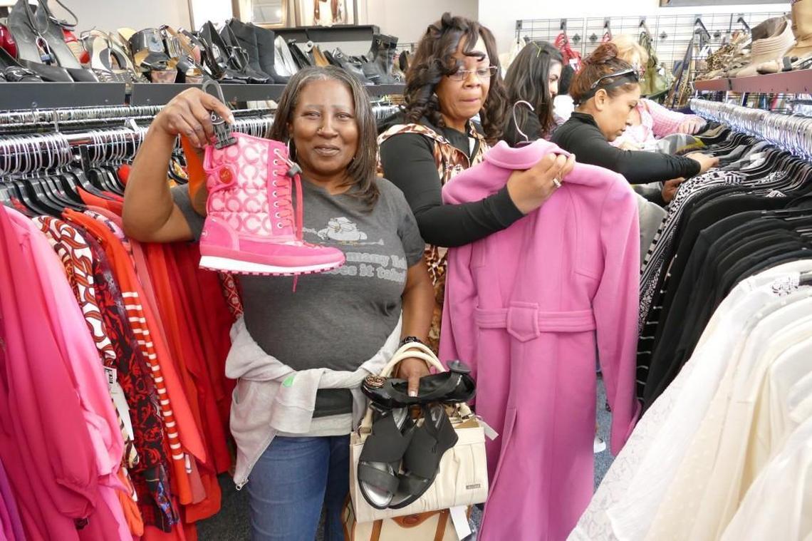 Denise Mitchell, of Fort Mill, was first in line Friday morning for her top item: pink Coach boots.