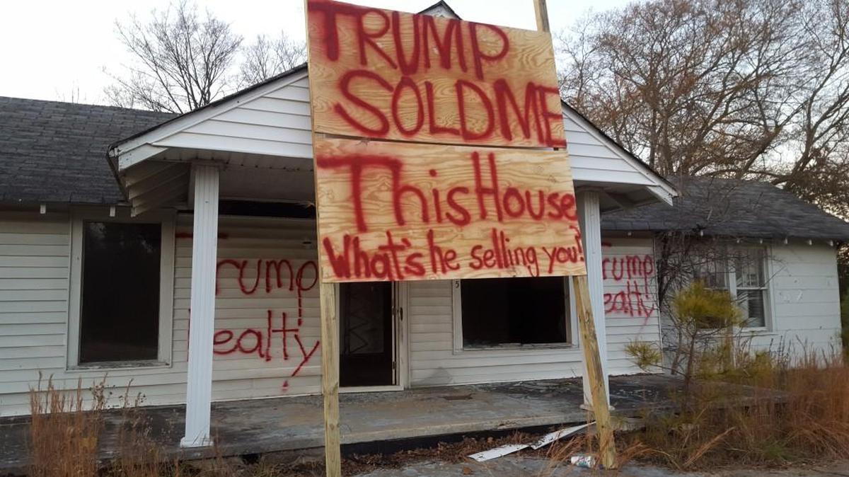 James Porter’s anti-Trump sign on his property on U.S. 21 in Rock Hill was stolen.