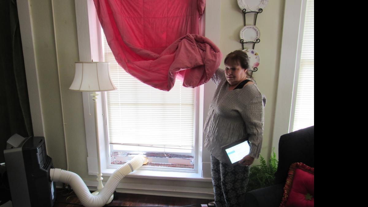 
A portable air conditioner set up by the landlord at Debbie Burton’s York apartment after her central air conditioning stopped working properly.
