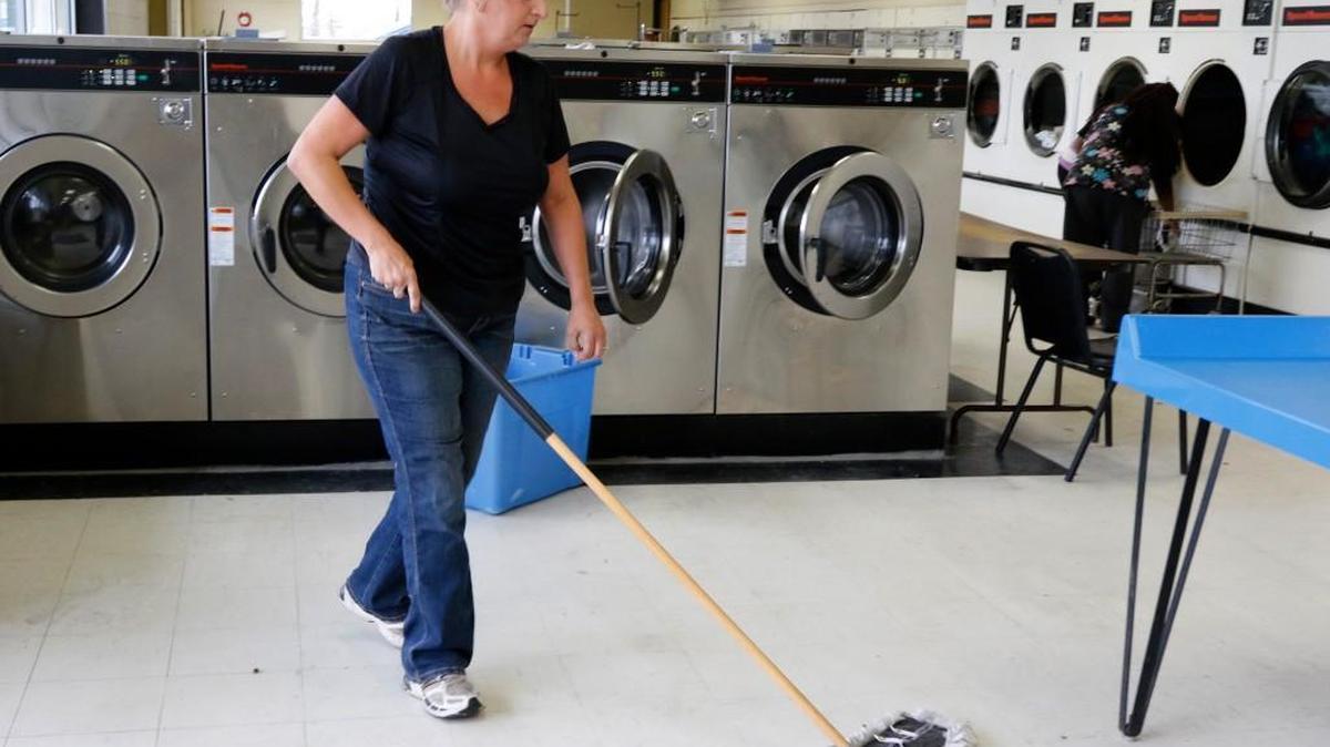 Veronica Erwin at work Wednesday at Kwik Klean Laundry in Rock Hill.