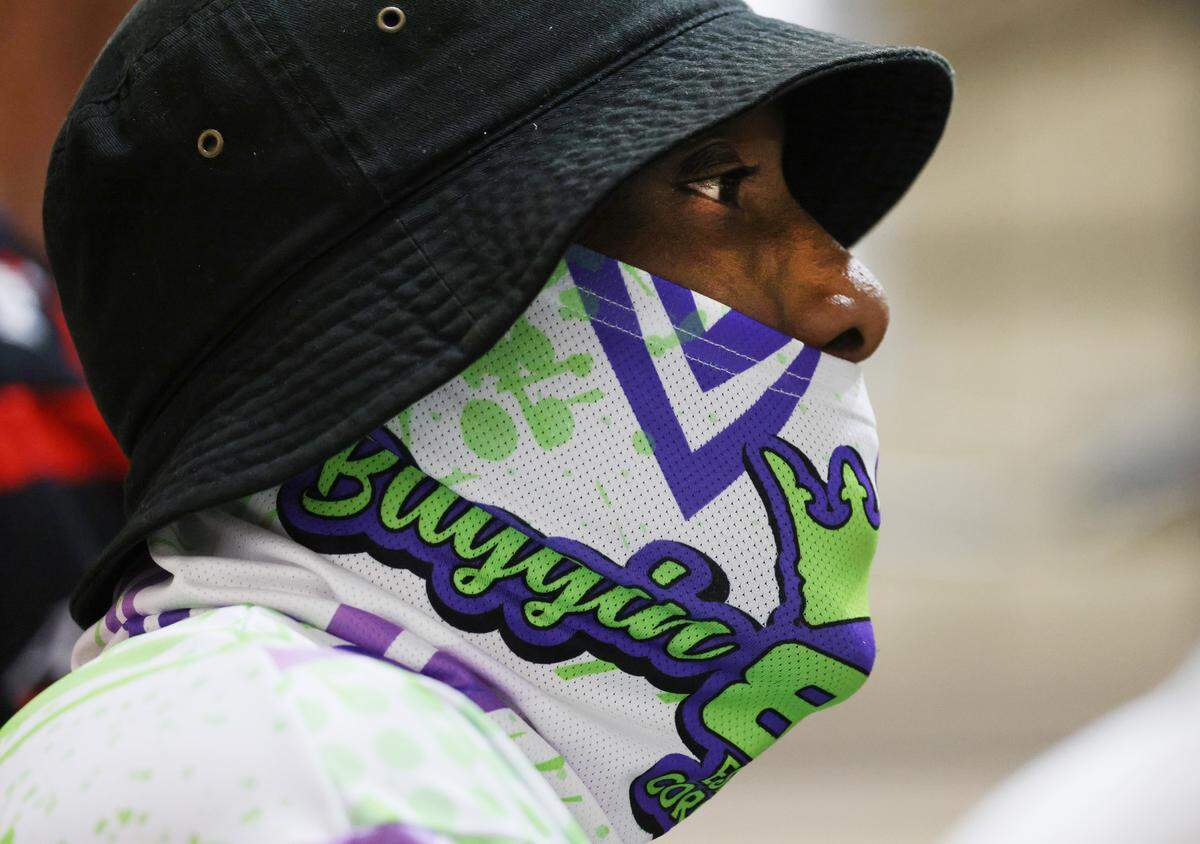 Andre Robinson of Virginia Beach watches a match of cornhole Friday at the American Cornhole League World Championships in Rock Hill, S.C.